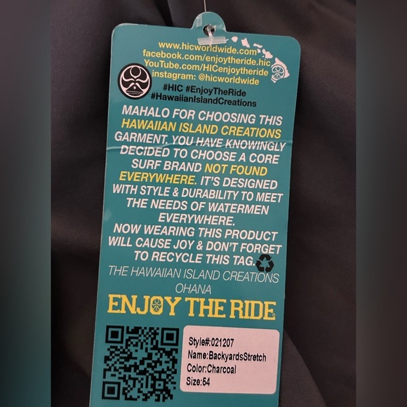 Men’s Hawaiian Island Creations Gray Board Shorts Size 54 NWT - Picture 5 of 7